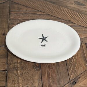 RAE DUNN OVAL STAR WISH APPETIZER SNACK DISH / PLATE- 8" x 5 1/2"